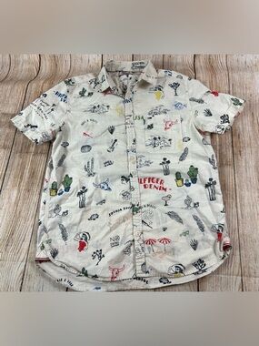 Mens Tommy Hilfiger Denim Short Sleeve Button Shirt  AOP Logos Size Medium